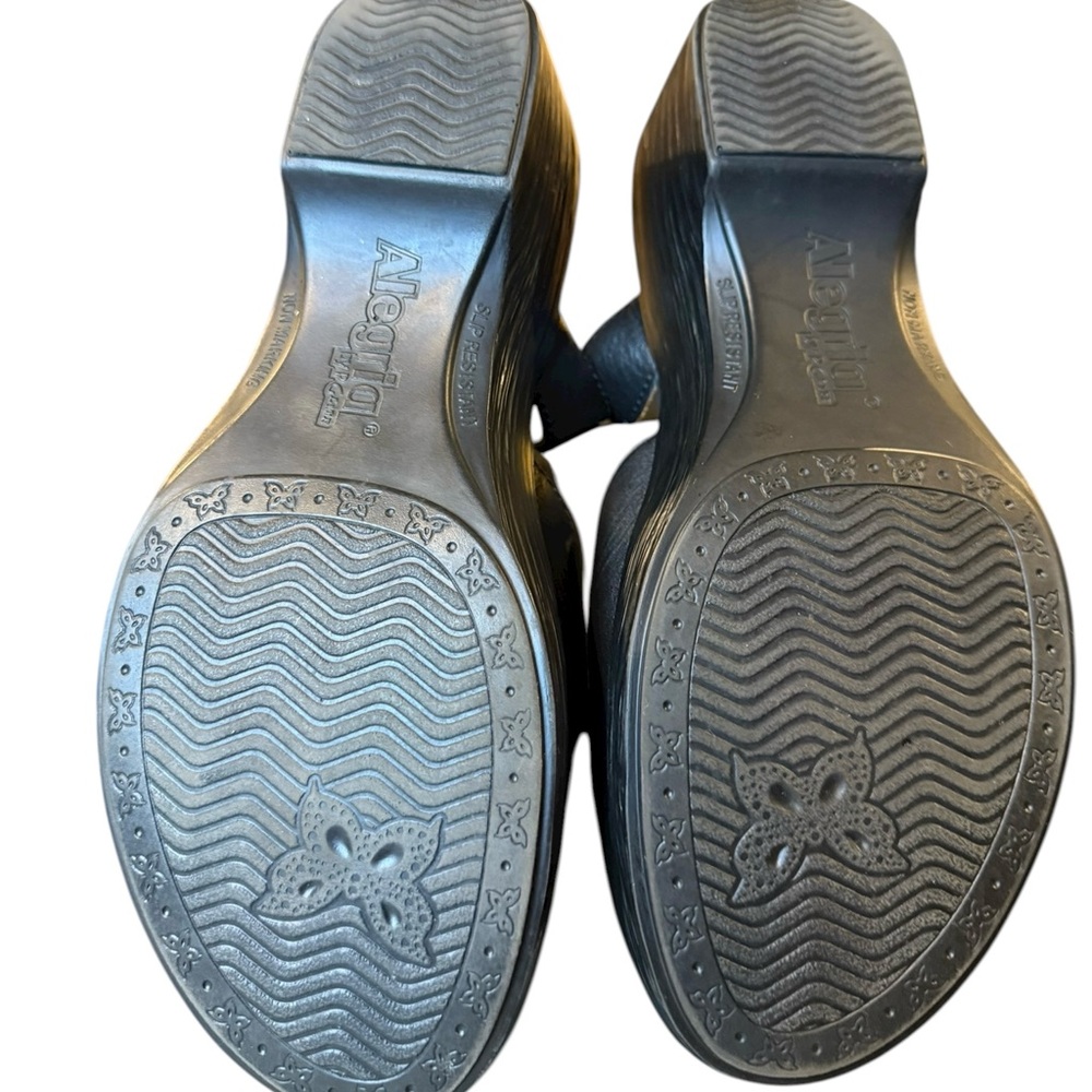 Alegria Black Leather Shoes Mules Non Marking Non-slip Clogs Size 38 US 8 - Picture 6 of 10